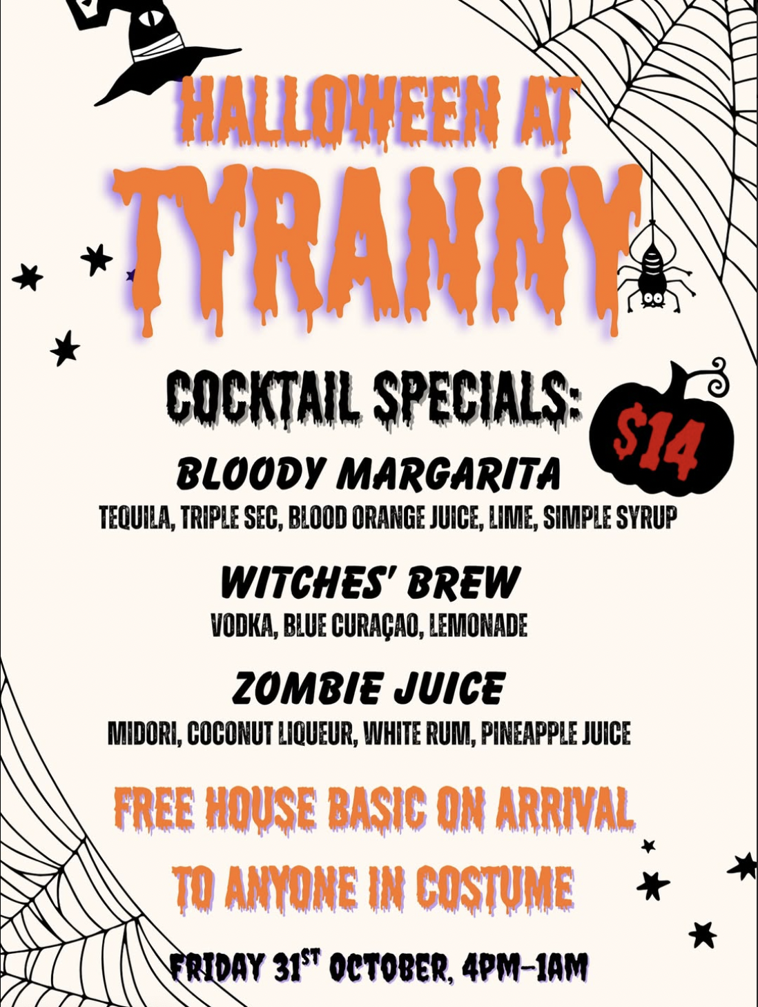 Halloween at Tyranny event poster